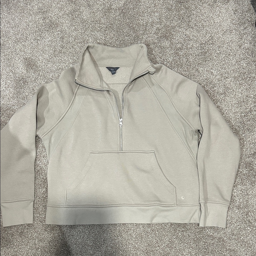 Danskin Zip Mock Collar Pullover - Light Taupe
